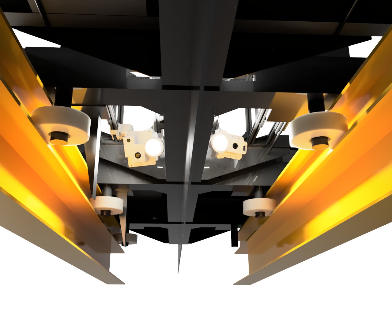 Internal mechanical view showing wheels, rollers, and structural interfaces